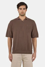 Campo Knit Polo Shirt Cozy Brown