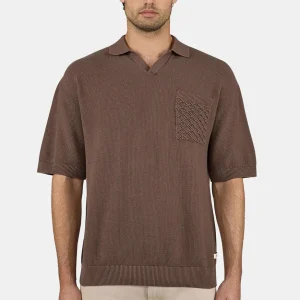 Campo Knit Polo Shirt Cozy Brown