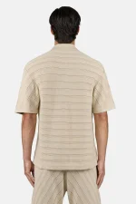 Canva Knit Polo Shirt Light Beige-1