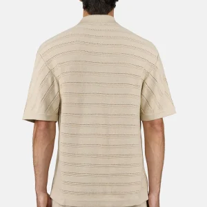 Canva Knit Polo Shirt Light Beige-1