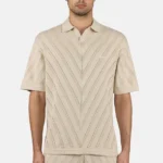 Canva Knit Polo Shirt Light Beige