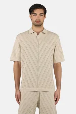 Canva Knit Polo Shirt Light Beige