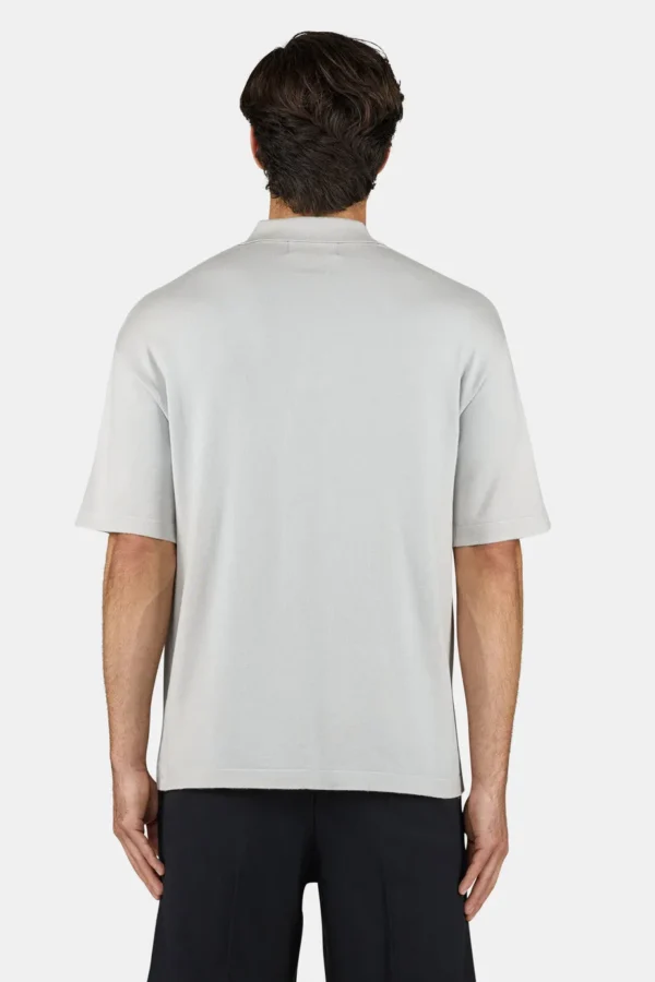 Casan Fine Knit Polo Shirt Pure Grey-1
