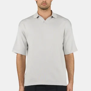 Casan Fine Knit Polo Shirt Pure Grey
