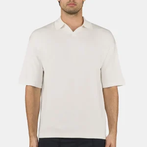 Casan Fine Knit Polo Shirt Unbleached