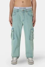 Dawes Cargo Baggy Jeans Sand Washed Blue