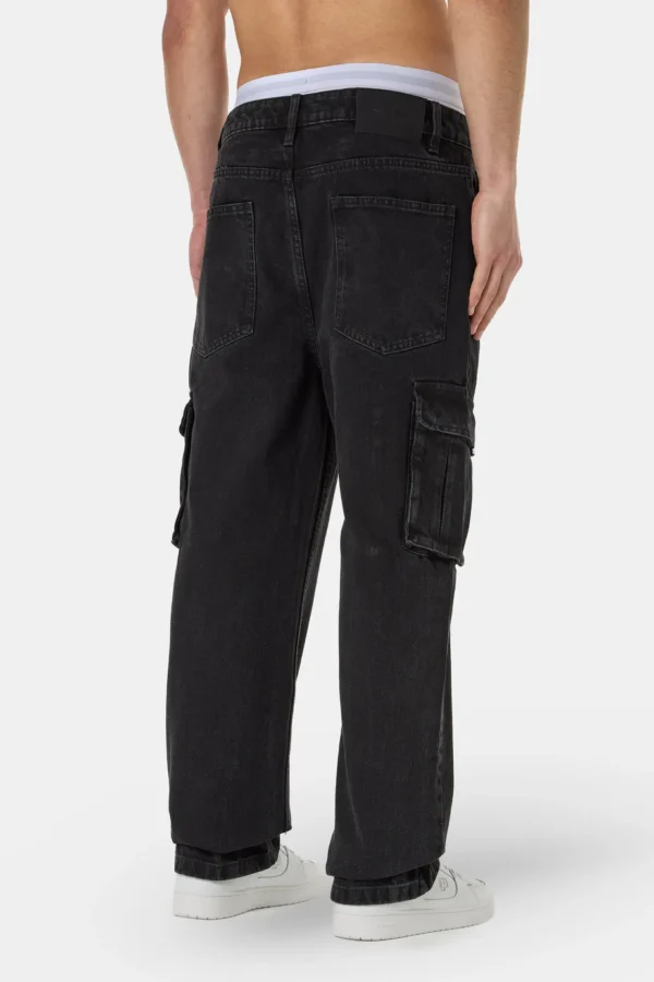 Dawes Cargo Baggy Jeans Washed Black-1