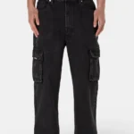 Dawes Cargo Baggy Jeans Washed Black