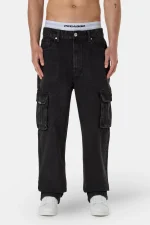 Dawes Cargo Baggy Jeans Washed Black