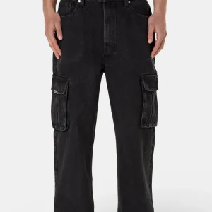 Dawes Cargo Baggy Jeans Washed Black