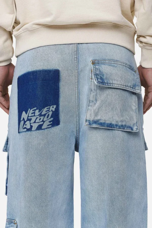 Lark Loose Cargo Jeans Washed Bright Blue-1
