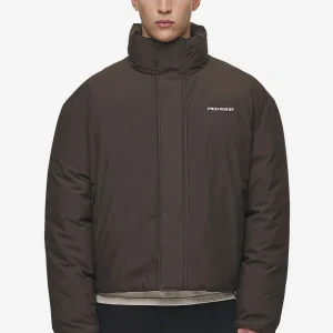 Lavoy Cropped Boxy Puffer Jacket Dark Brown