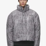 Lavoy Ripstop Crushed Cropped Boxy Puffer Jacket Steel Grey