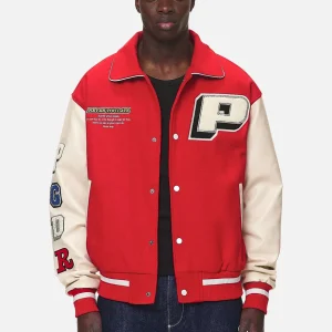 Oris Varsity Jacket Red Cream