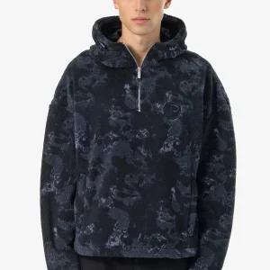 Pegador Fall Teddy Halfzip Black Shadow Blue Hoodie