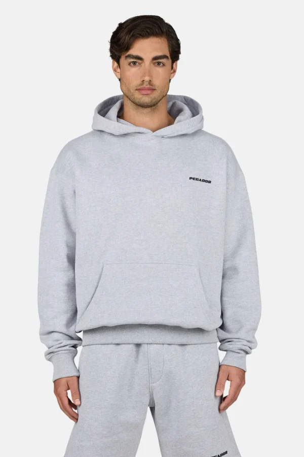 Pegador Logo Heather Grey Black Oversized Hoodie
