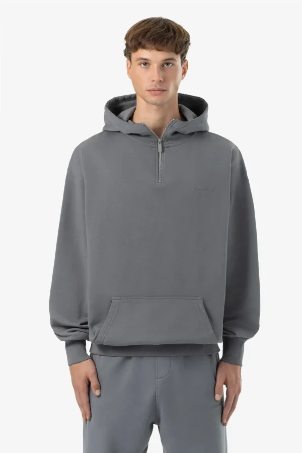 Pegador Logo Oversized Halfzip Vintage Grey Hoodie
