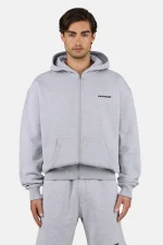 Pegador Logo Oversized Heather Grey Black Sweat Jacket
