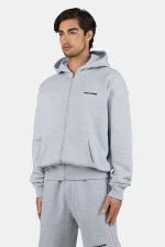 Pegador Logo Oversized Heather Grey Black Sweat Jacket