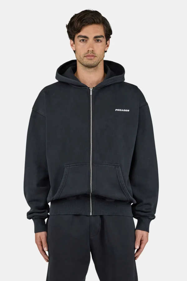 Pegador Logo Oversized Vintage Black White Sweat Jacket