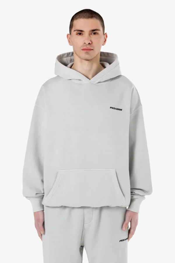 Pegador Logo Oversized Vintage Light Grey Black Hoodie