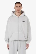 Pegador Logo Oversized Vintage Light Grey Black Sweat Jacket