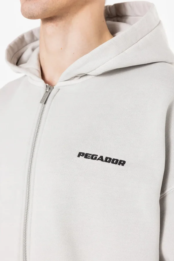 Pegador Logo Oversized Vintage Light Grey Black Sweat Jacket