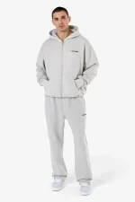 Pegador Logo Oversized Vintage Light Grey Black Sweat Jacket