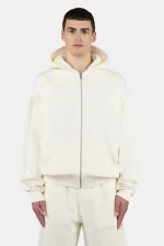 Pegador Logo Oversized Washed Unbleached White Sweat Jacket