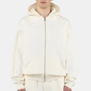 Pegador Logo Oversized Washed Unbleached White Sweat Jacket