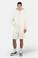 Pegador Logo Oversized Washed Unbleached White Sweat Jacket