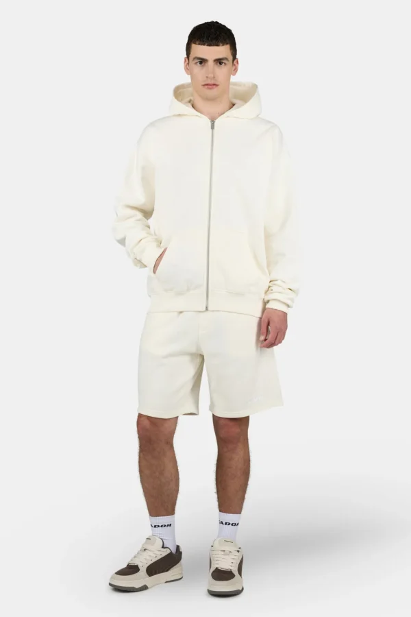 Pegador Logo Oversized Washed Unbleached White Sweat Jacket