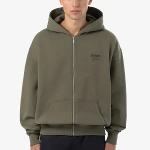 Pegador Mahan Oversized Washed Faded Olive Sweat Jacket