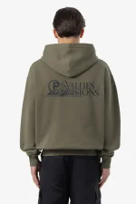 Pegador Mahan Oversized Washed Faded Olive Sweat Jacket