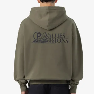 Pegador Mahan Oversized Washed Faded Olive Sweat Jacket