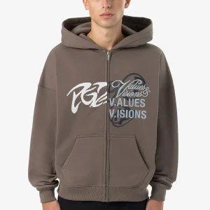 Pegador Wakun Boxy Washed Dust Brown Sweat Jacket