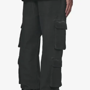 Preto Wide Cargo Pants Dyed Black-1