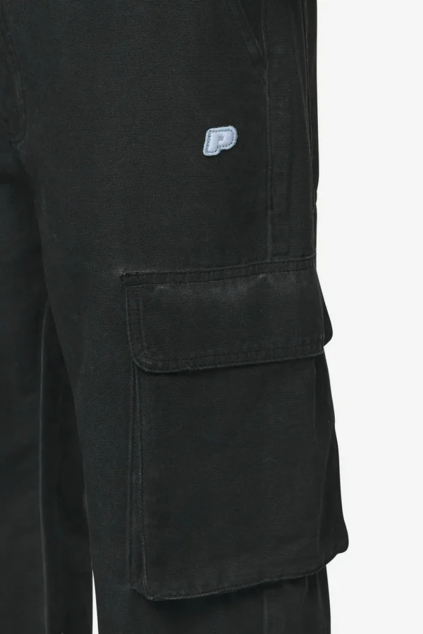 Preto Wide Cargo Pants Dyed Black-2