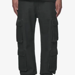 Preto Wide Cargo Pants Dyed Black