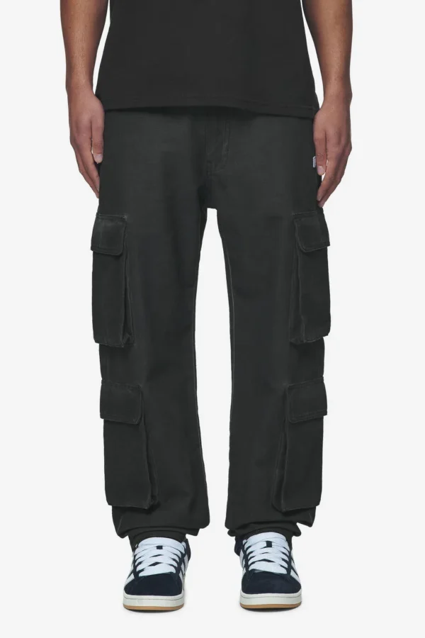 Preto Wide Cargo Pants Dyed Black