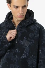 Pegador Fall Teddy Halfzip Black Shadow Blue Hoodie