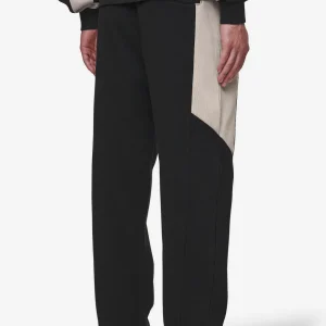 Aderno Wide Sweat Pants Washed Black Light Beige-1