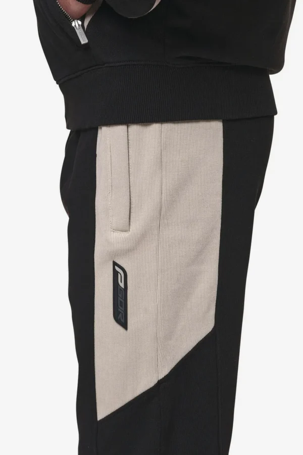 Aderno Wide Sweat Pants Washed Black Light Beige-2