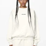 Aelva Logo Heavy Oversized Crew Neck Washed Salty Cream