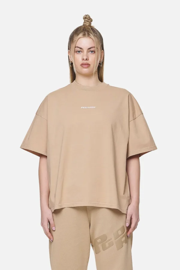 Arendal Logo Heavy Oversized Tee Washed Safari Sand White