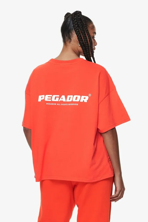 Arendal Logo Heavy Oversized Tee Washed Signal Red-1