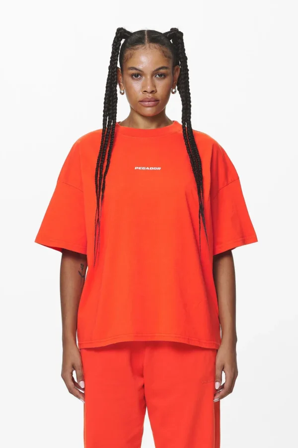Arendal Logo Heavy Oversized Tee Washed Signal Red