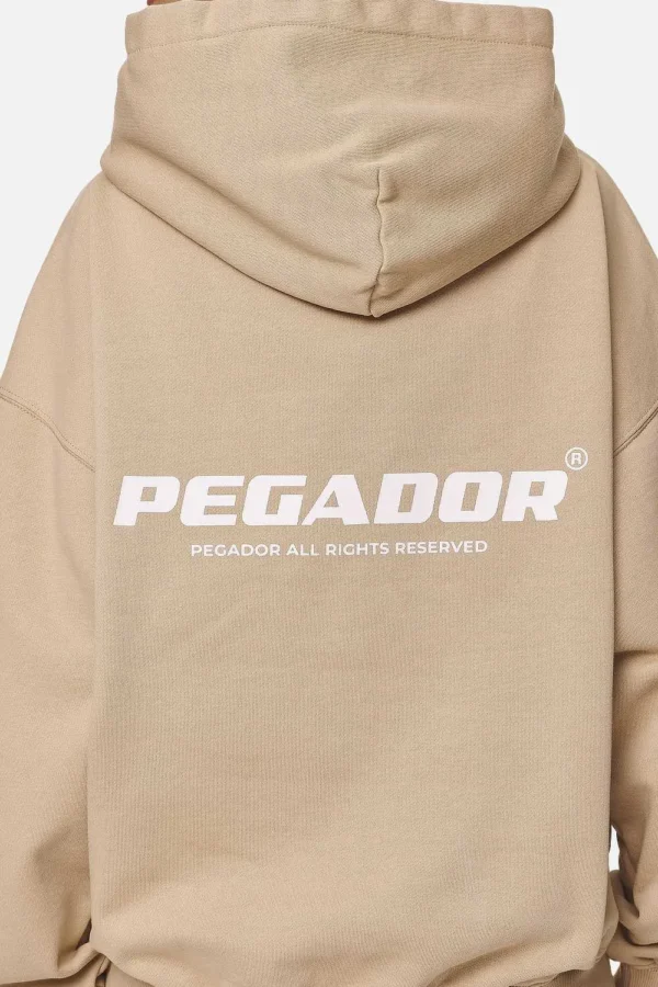 Atna Logo Oversized Hoodie Washed Safari Sand White-2