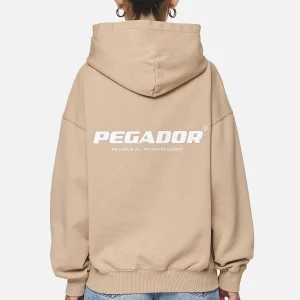 Atna Logo Oversized Hoodie Washed Safari Sand White