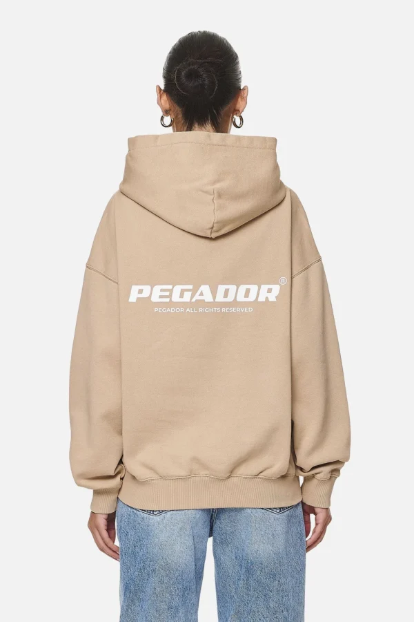 Atna Logo Oversized Hoodie Washed Safari Sand White